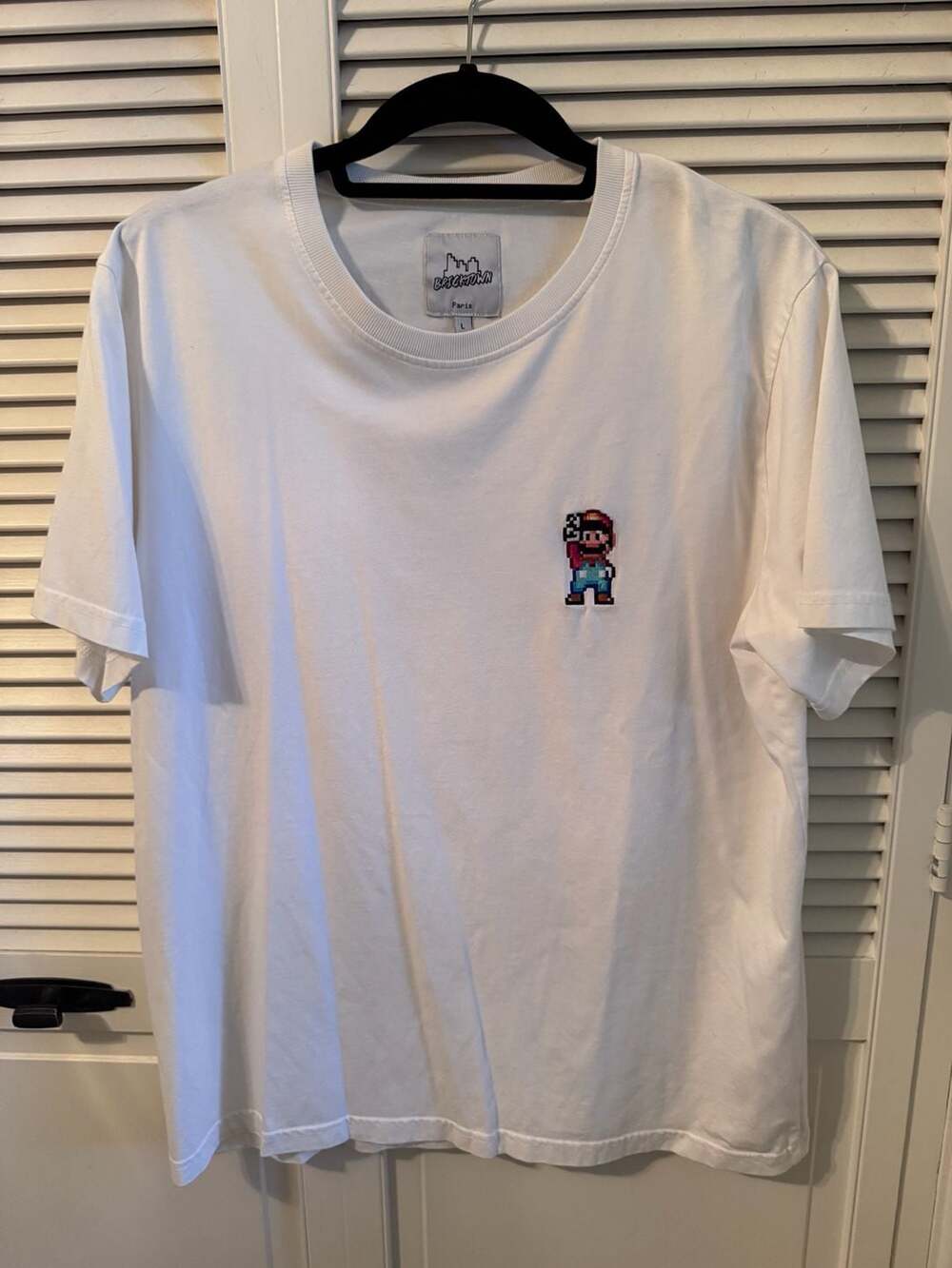 Bricktown Paris x Super Mario Embroidered White Organic Cotton T-Shirt
